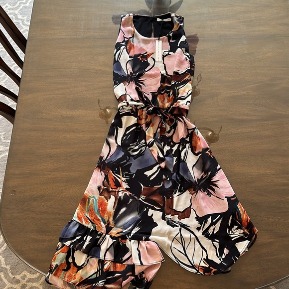 NWT Three Eighty Two (Revolve) Aria Asymmetrical Ruffle Hem Midi Dress Large - Picture 2 of 7